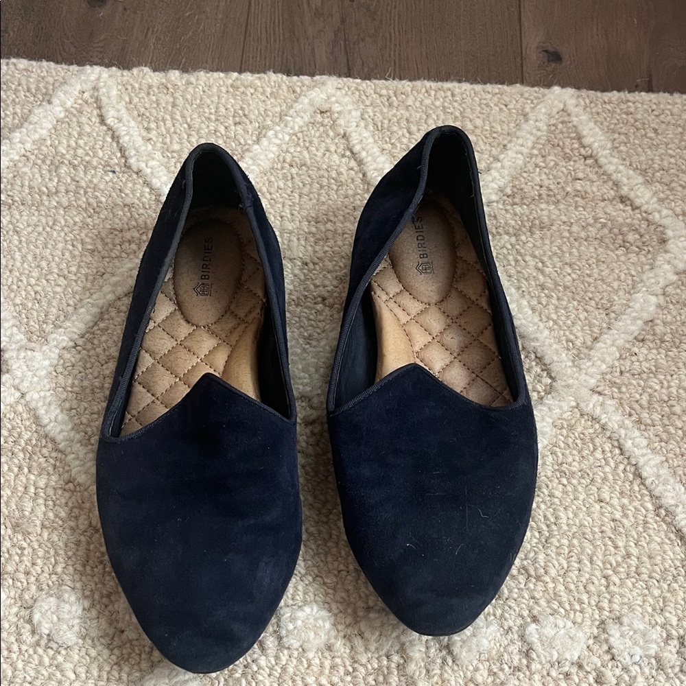 Birdies Navy Suede Flats